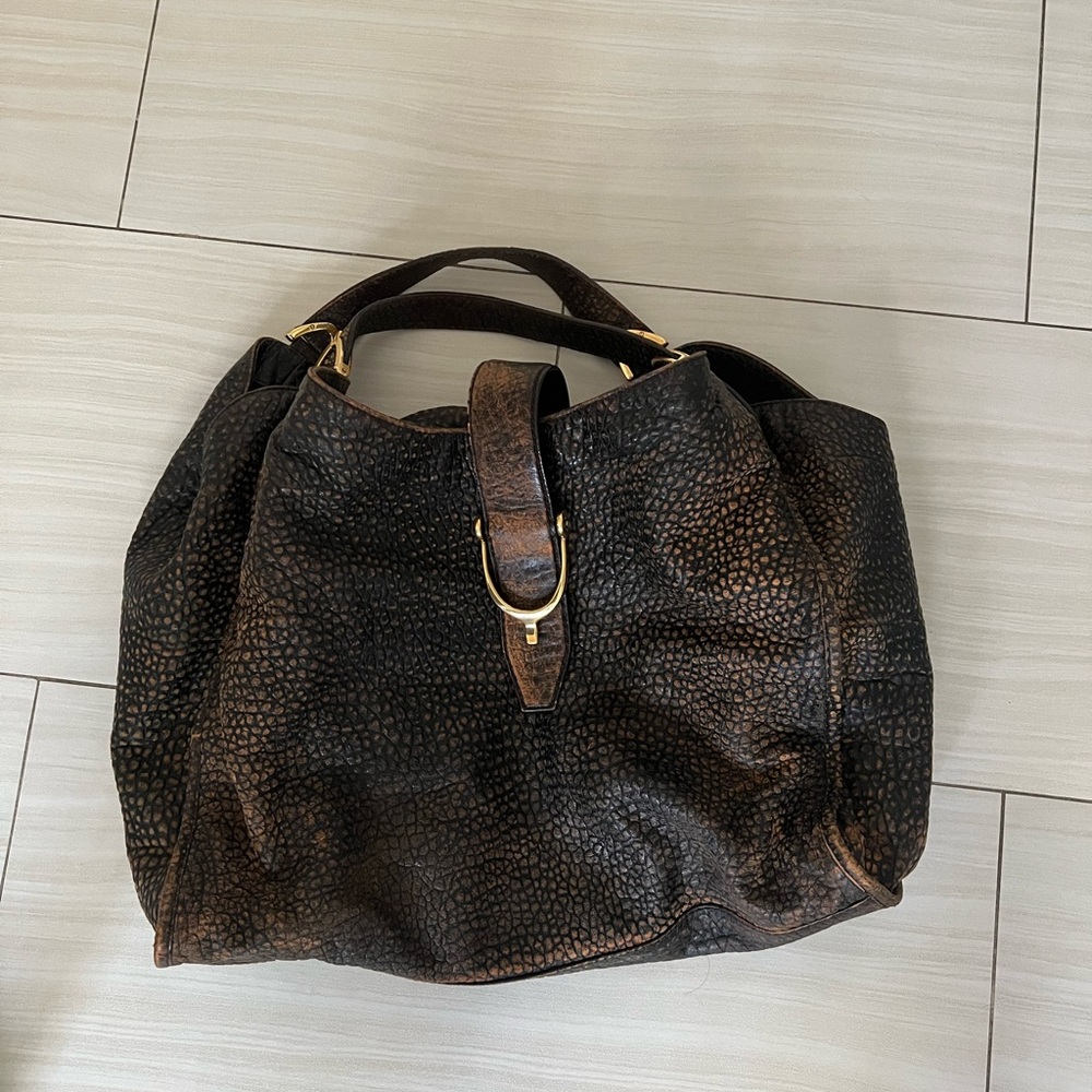 Gucci Textured Black and Brown Hobo Bag